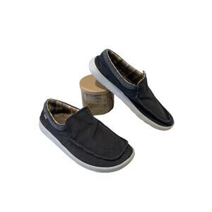 Sanuk Men’s Size 9 Sidewalk Surfers Slip On Shoes Cork Inserts Black Canvas